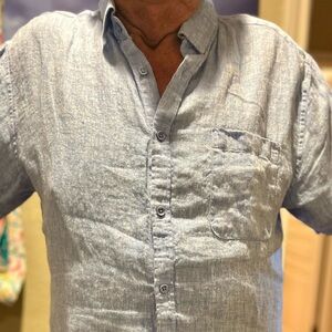 Blue linen men’s shirt.